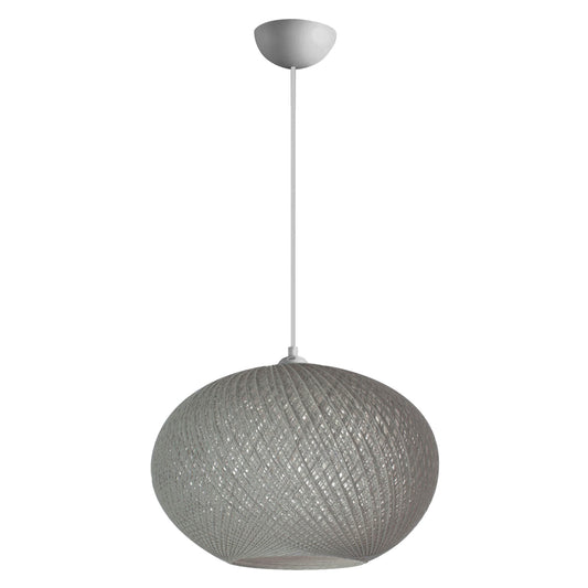 Pendant Ceiling Lamp Hm7624.01 Grey Oval-shaped Sphere, Knitted Rope, Indoors