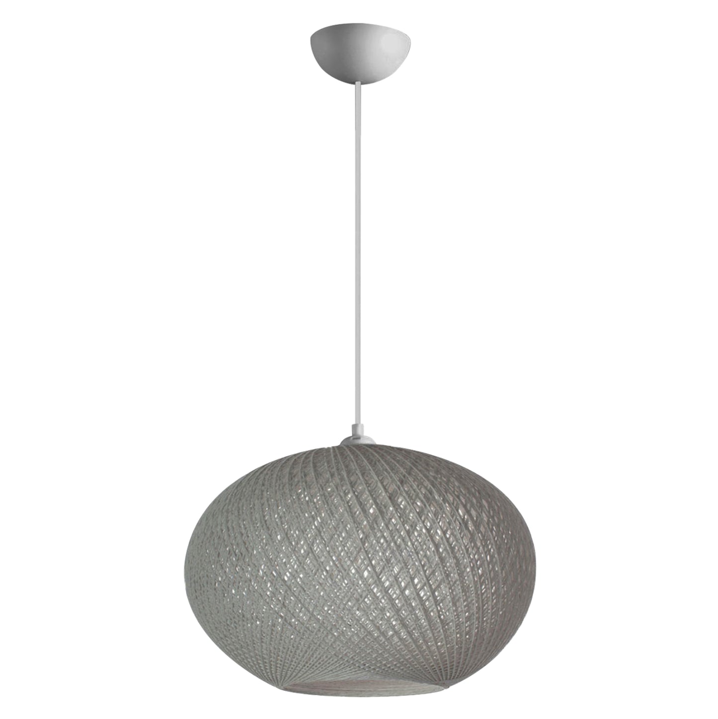 Pendant Ceiling Lamp Hm7624.01 Grey Oval-shaped Sphere, Knitted Rope, Indoors