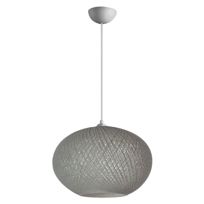 Pendant Ceiling Lamp Hm7624.01 Grey Oval-shaped Sphere, Knitted Rope, Indoors
