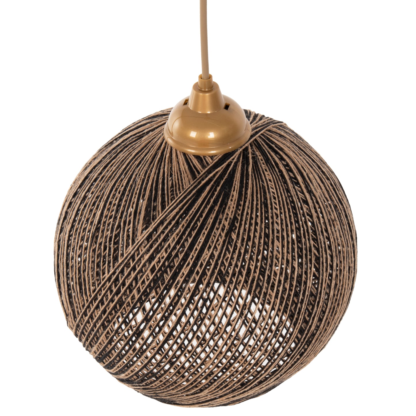Ceiling Pendant Lamp Indoors Fb97645.01, Gold Black Knitted Rope, D24x69 Cm.