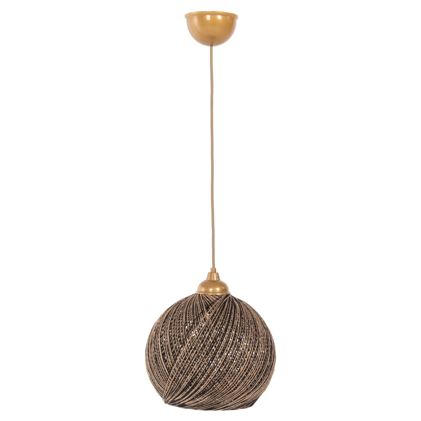 Ceiling Pendant Lamp Indoors Fb97645.01, Gold Black Knitted Rope, D24x69 Cm.