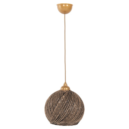 Ceiling Pendant Lamp Indoors Fb97645.01, Gold Black Knitted Rope, D24x69 Cm.