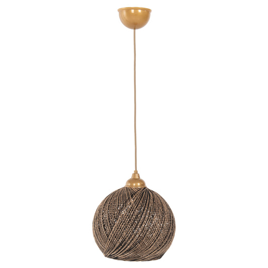 Ceiling Pendant Lamp Indoors Fb97645.01, Gold Black Knitted Rope, D24x69 Cm.