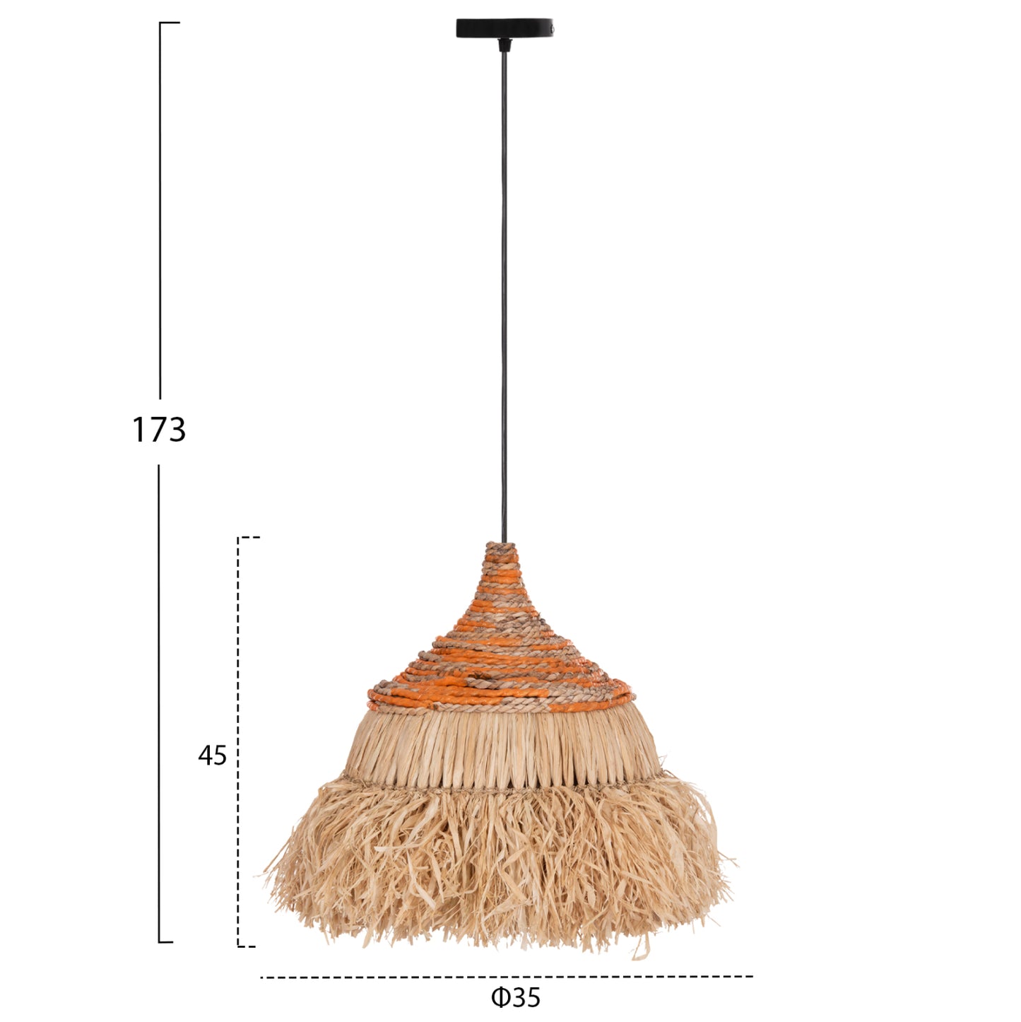 Ceiling Pendant Lamp Sifo Hm4714 Sisal & Banana Fibers Cap-natural & Mix Φ35x45hcm.