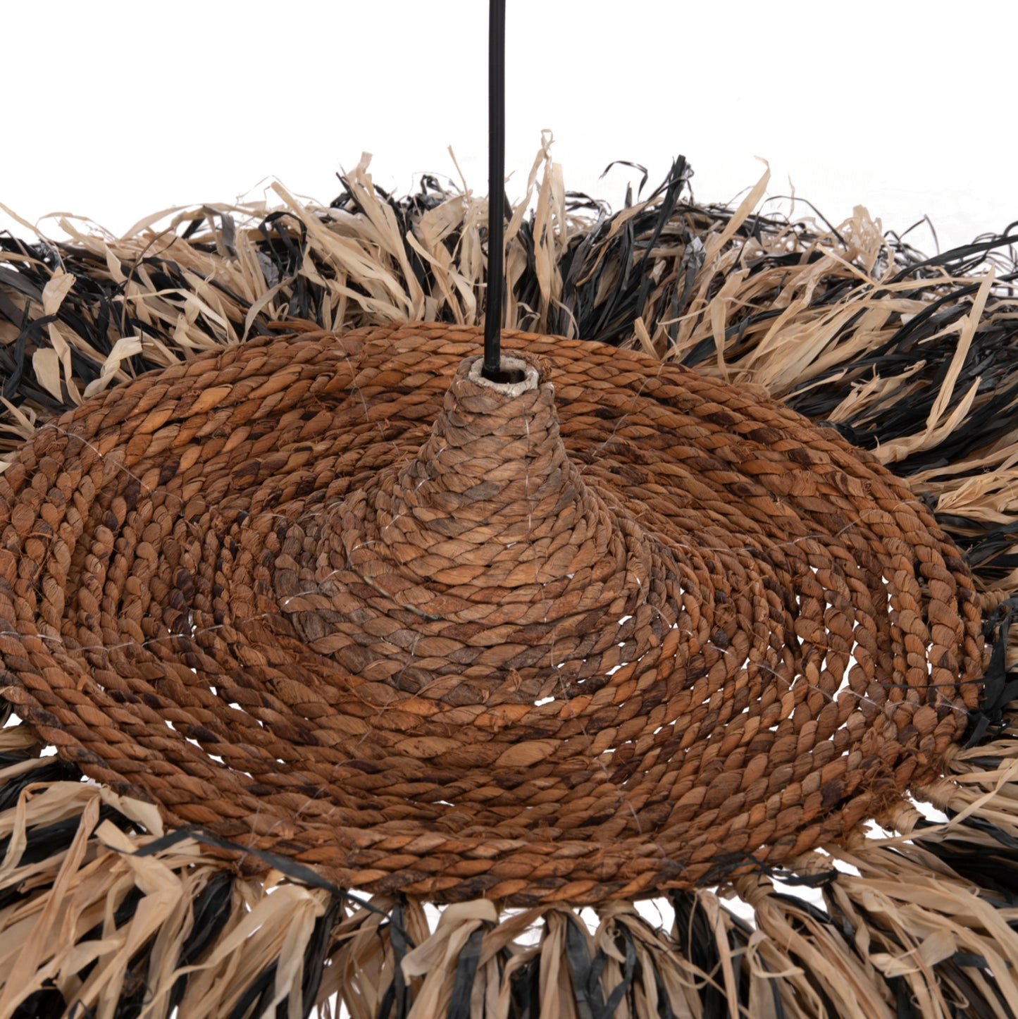 Ceiling Pendant Lamp Ordem Hm4715 Sisal & Banana Fibers Cap--black & Natural Φ75cm