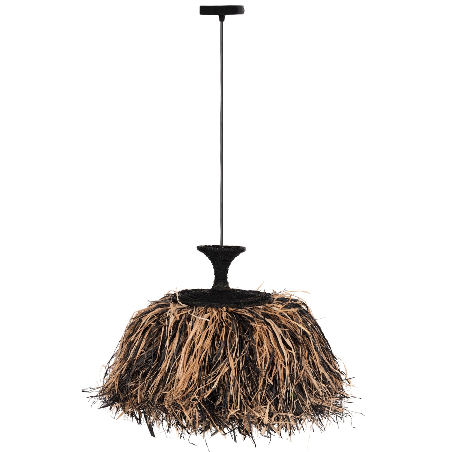 Ceiling Pendant Lamp Ordem Hm4716 Sisal & Banana Fibers Cap--black & Natural Φ60x50hcm.