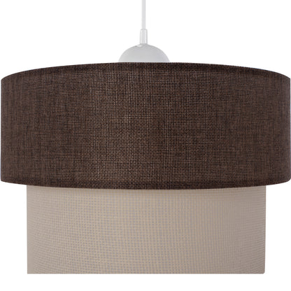 Pendant Ceiling Lamp Hm7619.03 Two-layer Fabric Drum, Plastic Frame