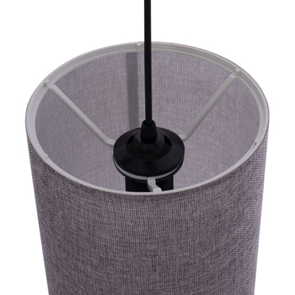 Pendant Ceiling Lamp Hm7623.03 Grey Fabric Drum Shade D19x70 εκ.