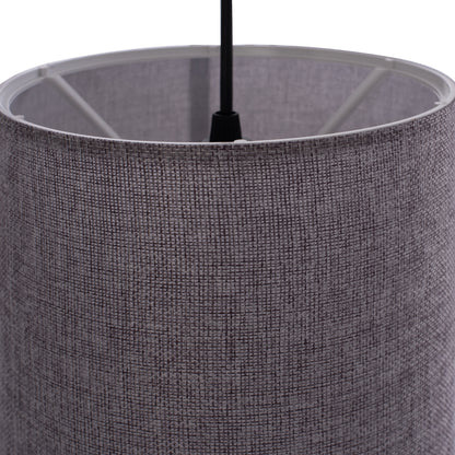Pendant Ceiling Lamp Hm7623.03 Grey Fabric Drum Shade D19x70 εκ.