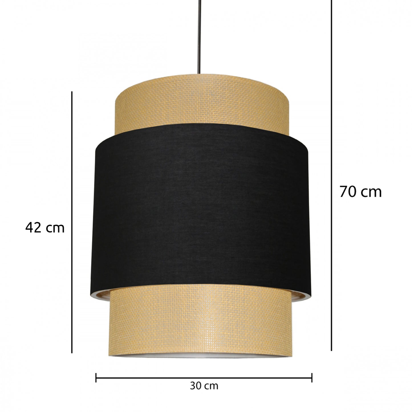Pendant Ceiling Lamp Hm7627.02 Two-layer Fabric Drum, Metal Frame