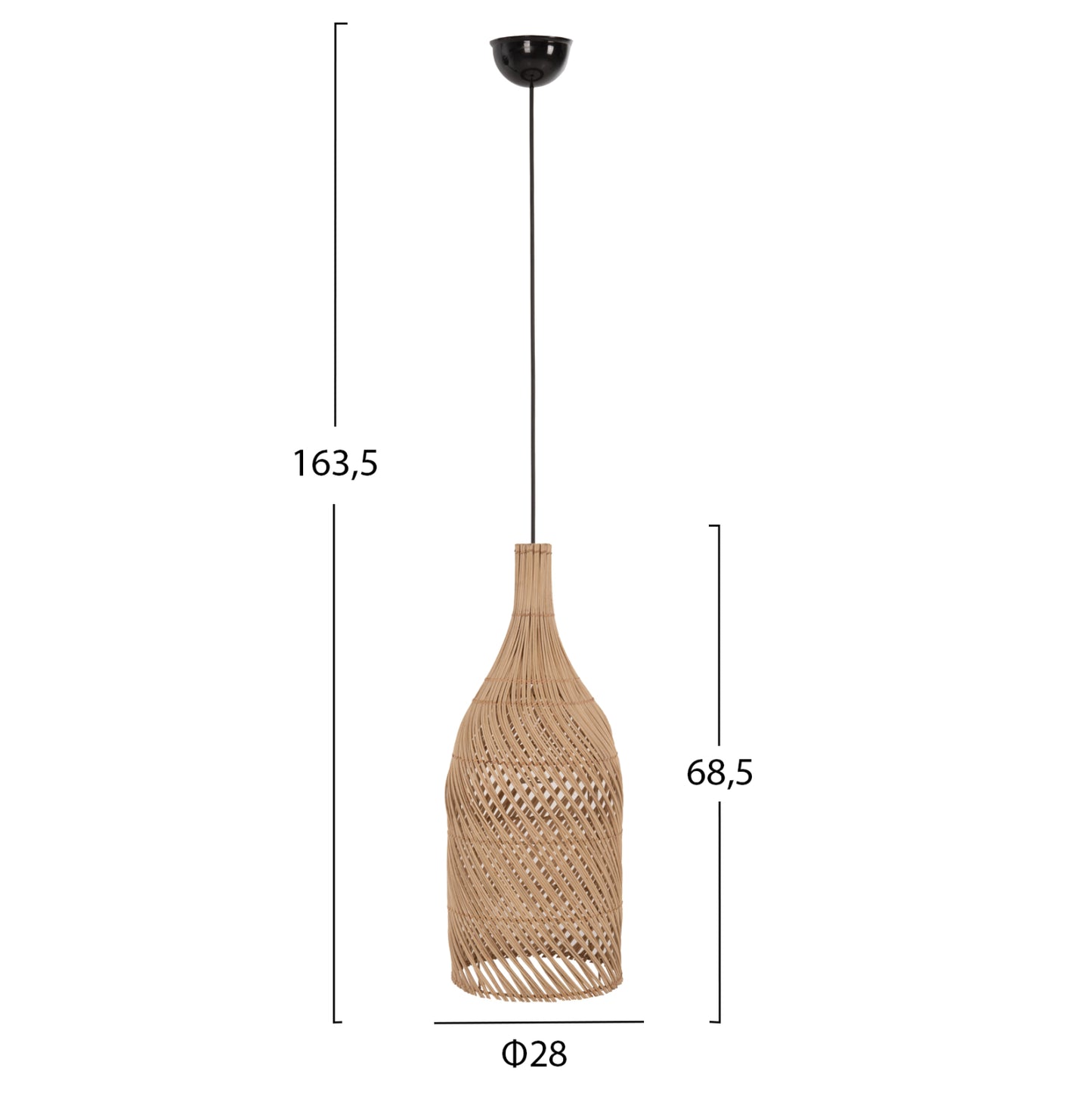 Ceiling Pendant Lamp Carboy Hm7884 Natural Rattan In Natural Color Φ28x163.5hcm.