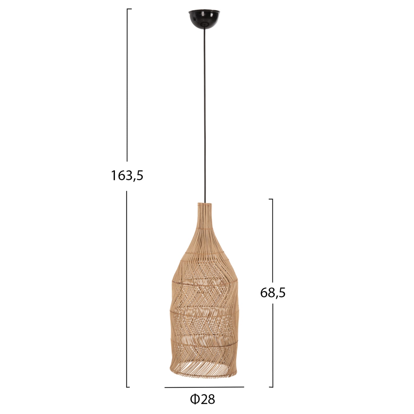 Ceiling Pendant Lamp ΗΜ7887 Natural Rattan In Natural Color Φ28x163,5hcm.