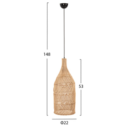Ceiling Pendant Lamp Theon ΗΜ7888 Natural Rattan In Natural Color Φ22x148hcm.