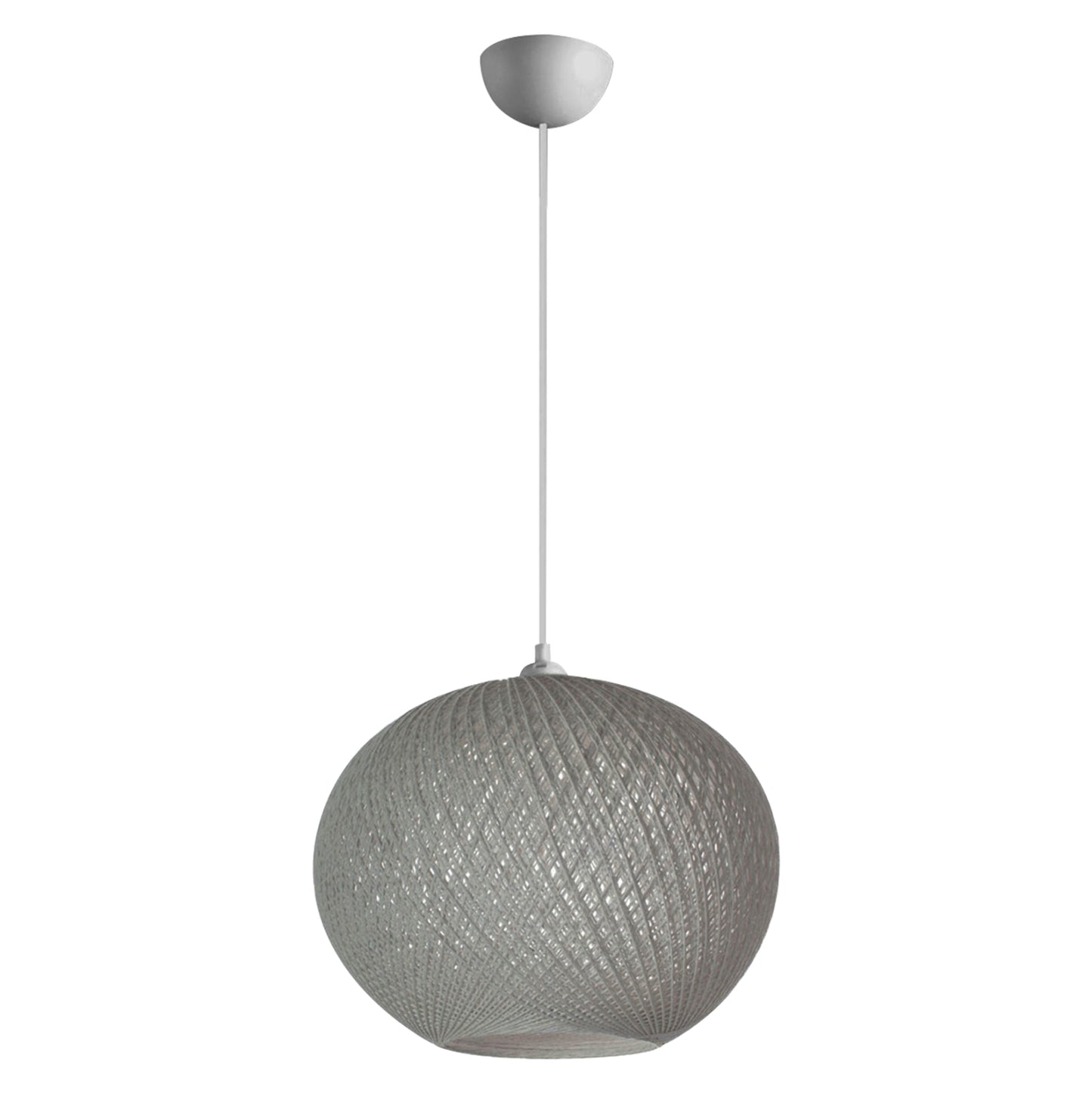 Pendant Ceiling Lamp Hm7625.01 Grey Slightly Oval-shaped Sphere, Knitted Rope, Indoors