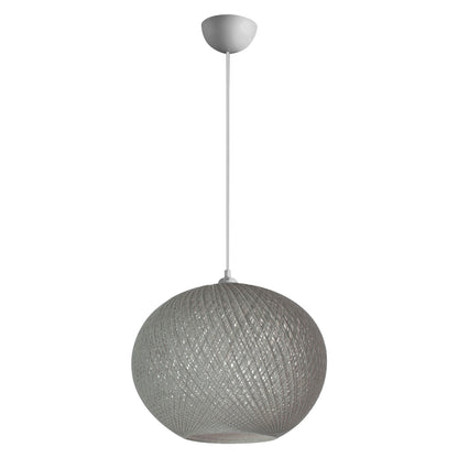Pendant Ceiling Lamp Hm7625.01 Grey Slightly Oval-shaped Sphere, Knitted Rope, Indoors