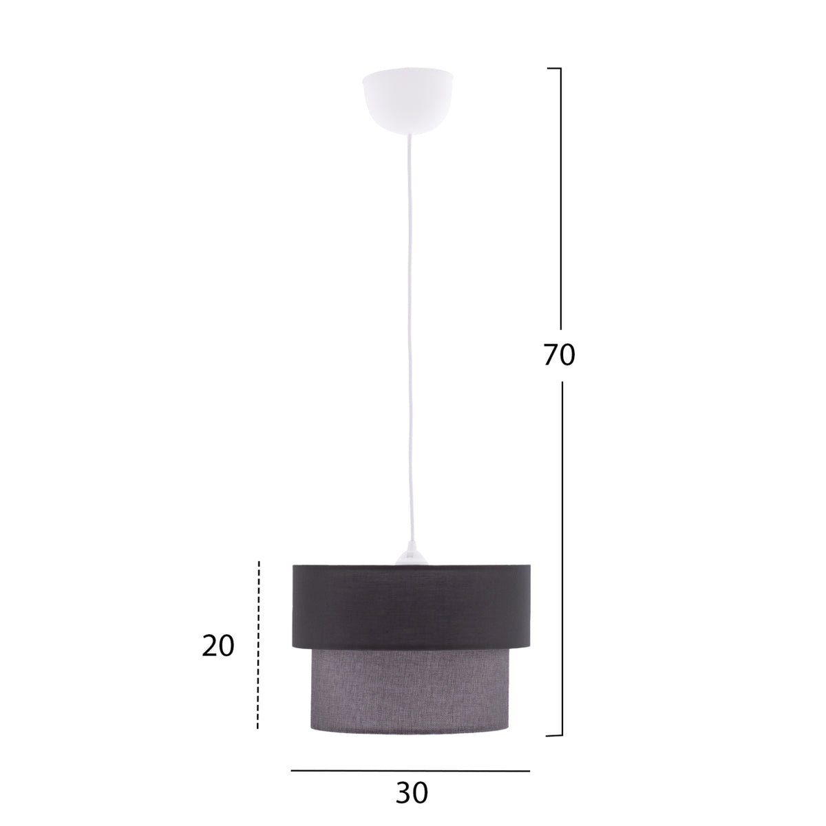 Pendant Ceiling Lamp Hm7619.02 Two-layer Fabric Drum, Plastic Frame