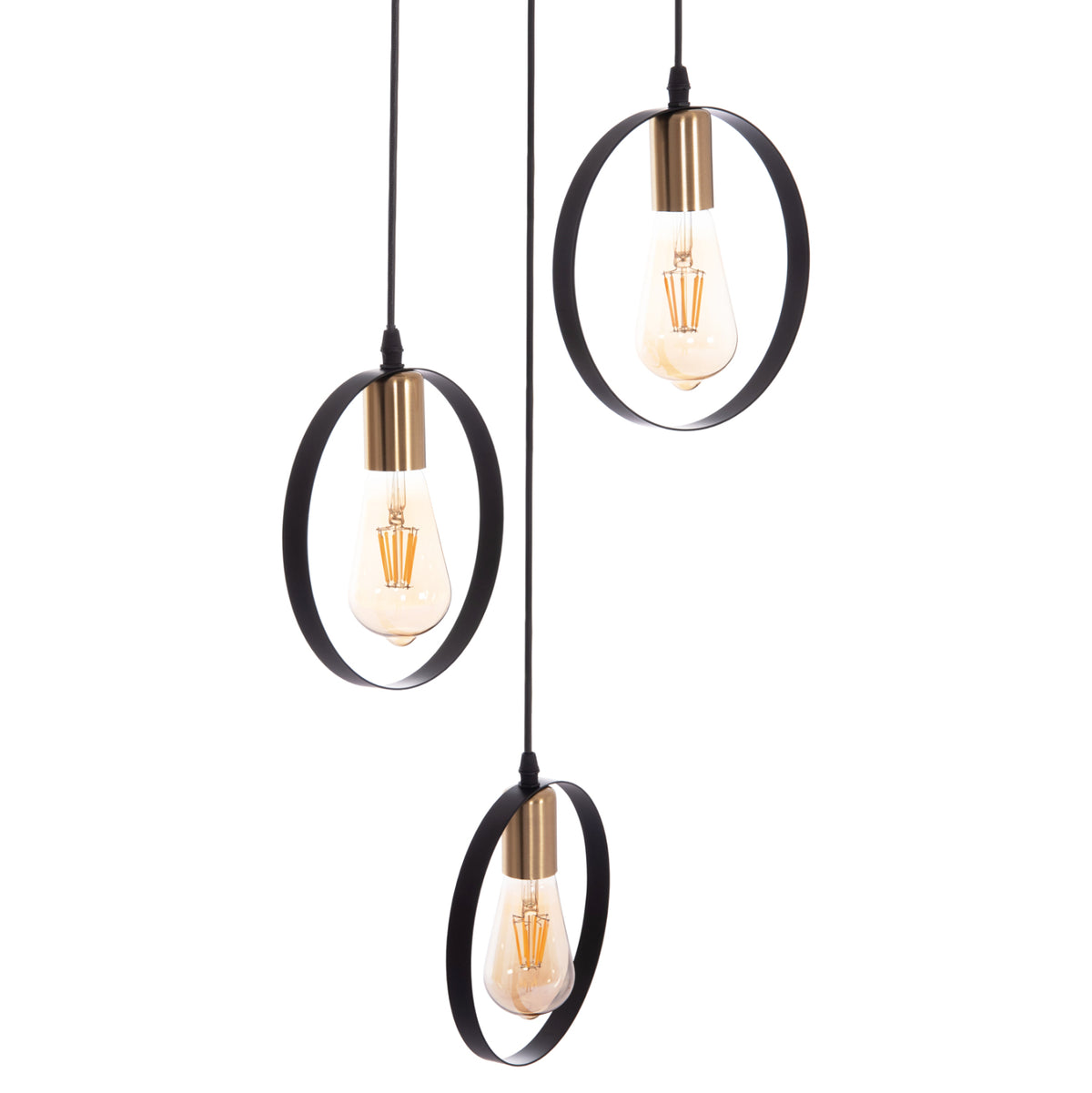 Ceiling Pendant 3-light Lamp Krent Hm7426.11 Black-gold Φ23,5x132hcm.