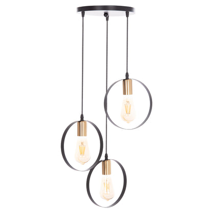 Ceiling Pendant 3-light Lamp Krent Hm7426.11 Black-gold Φ23,5x132hcm.