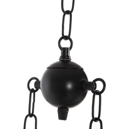 Ceiling Pendant 6-light Hm4118 Wooden Fish-black Metal-glass 95x35x116h Cm.