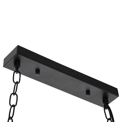 Ceiling Pendant 6-light Hm4118 Wooden Fish-black Metal-glass 95x35x116h Cm.