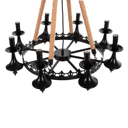 Ceiling Pendant 8-light Hm4169 Black Metal-rope Φ66x131hcm.