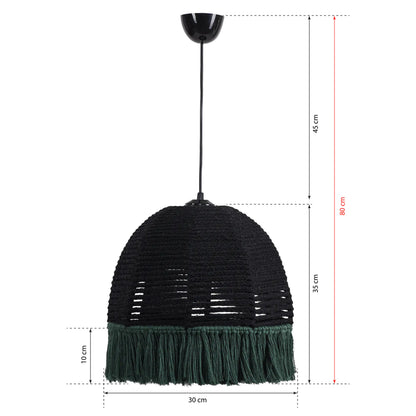 Ceiling Pendant Hm7654.01, Black-cypress Green Rope, Φ30x80
