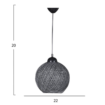 Ceiling Pendant Lamp Indoors Hm7645.02, Grey Knitted Rope, 22x18x20