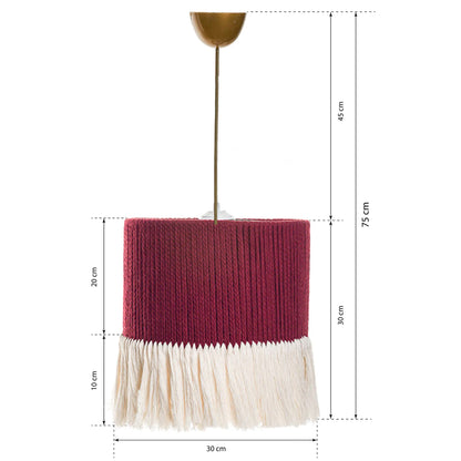 Ceiling Pendant Hm7653.06, Maroon-white, Rope, Φ30x80h