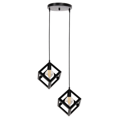 Ceiling Pendant Lamp Hm4035 2 Cubes Black Metal Φ18x130hcm.