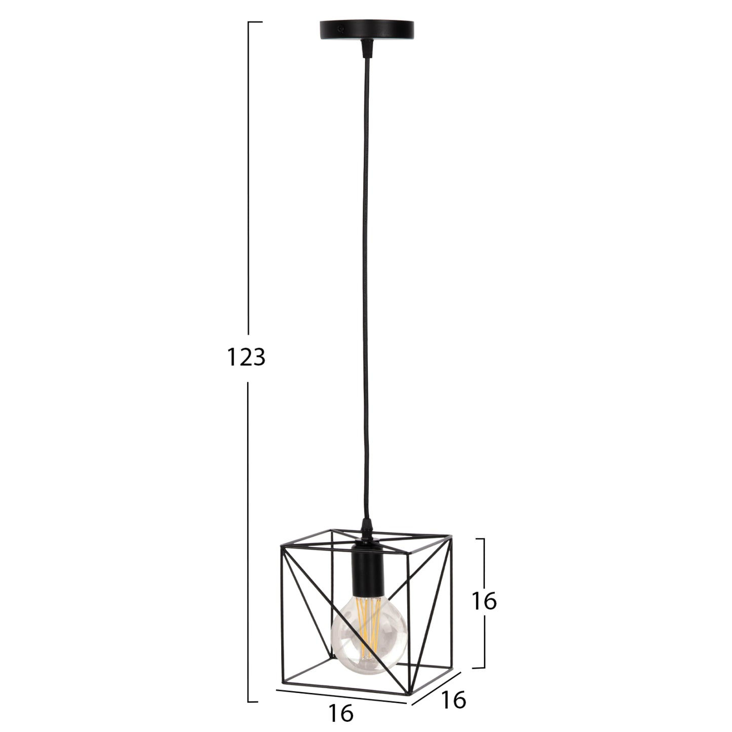 Ceiling Pendant Lamp Hm4039 Black Metal Cube 16x16x123hcm.