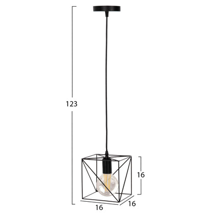 Ceiling Pendant Lamp Hm4039 Black Metal Cube 16x16x123hcm.