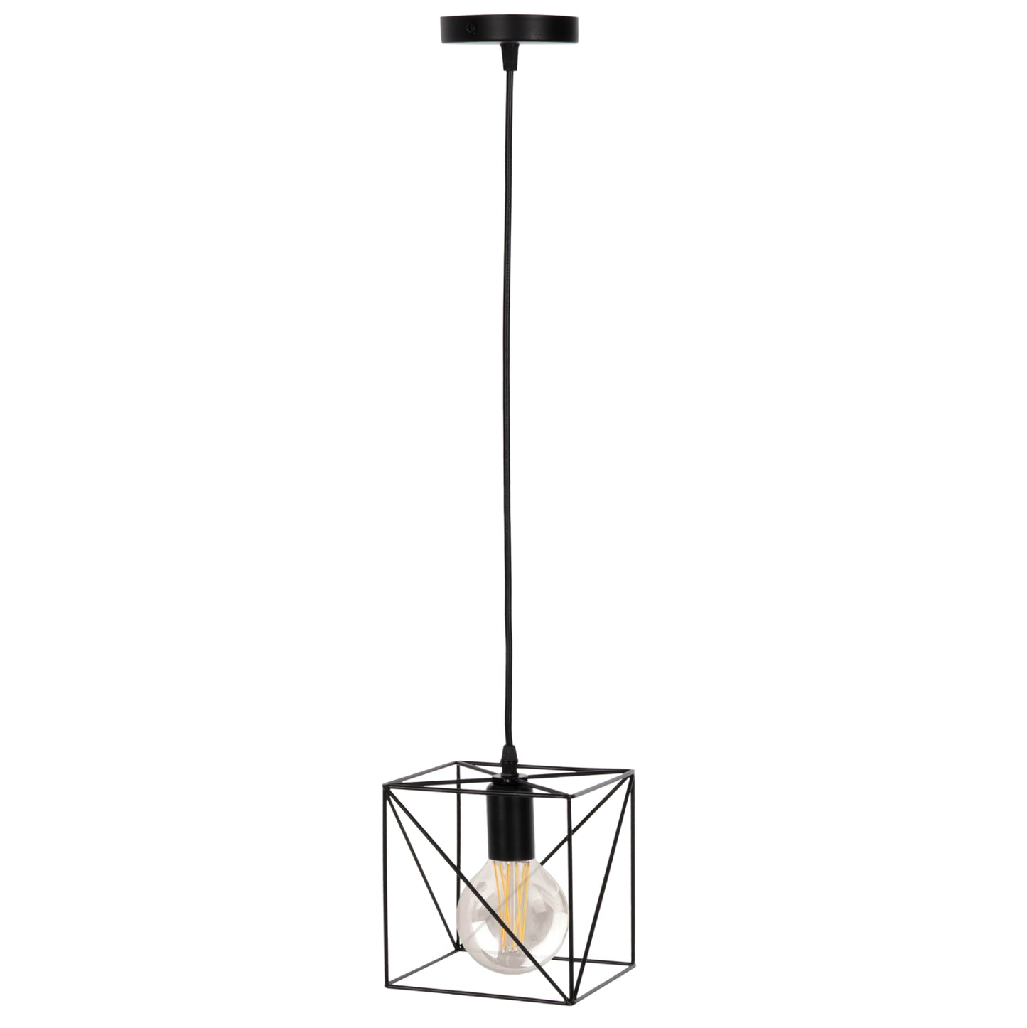 Ceiling Pendant Lamp Hm4039 Black Metal Cube 16x16x123hcm.