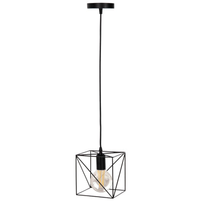 Ceiling Pendant Lamp Hm4039 Black Metal Cube 16x16x123hcm.