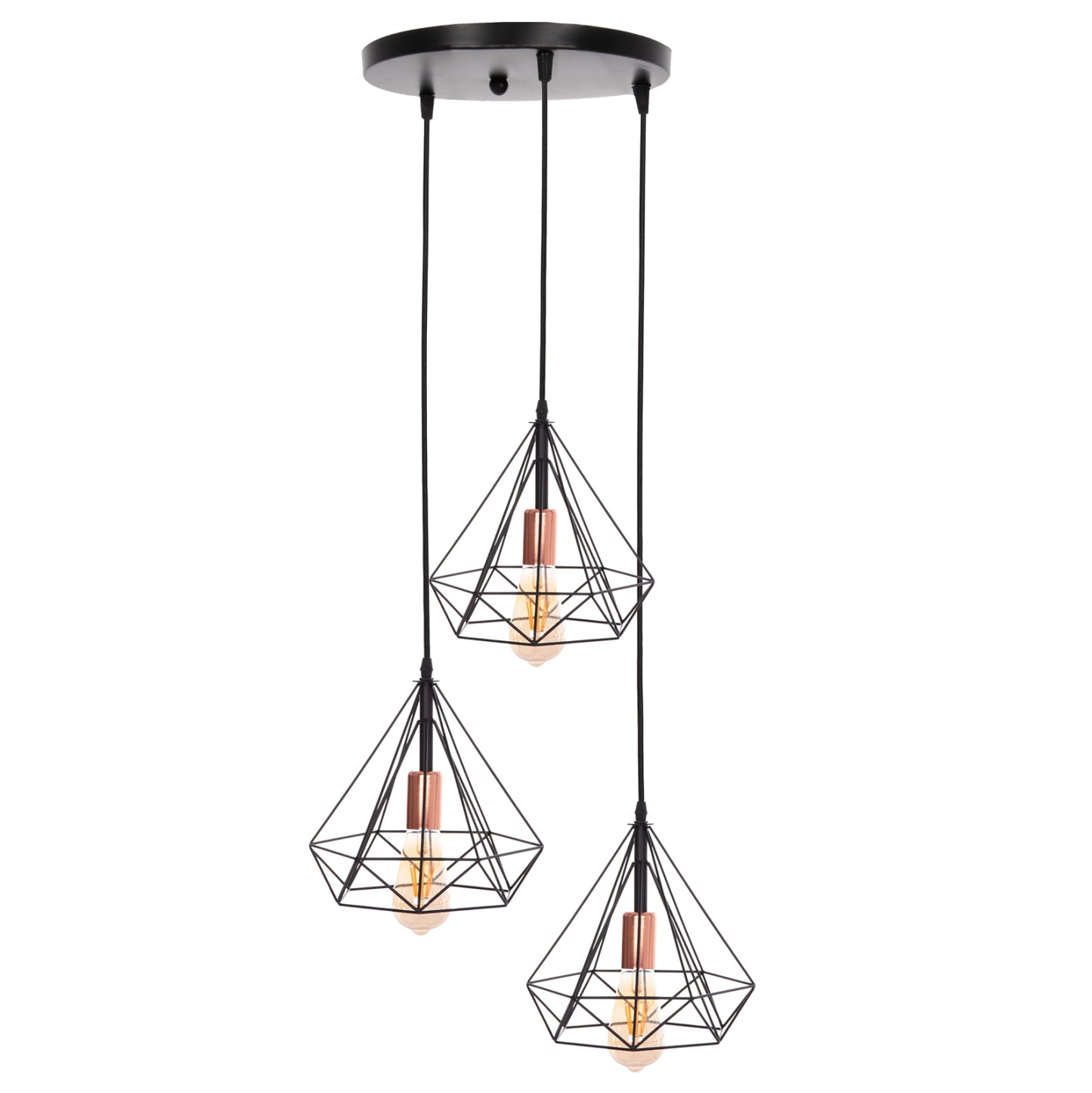 Ceiling Pendant Lamp Hm4041 3-light Black Metal 25x22x123hcm.