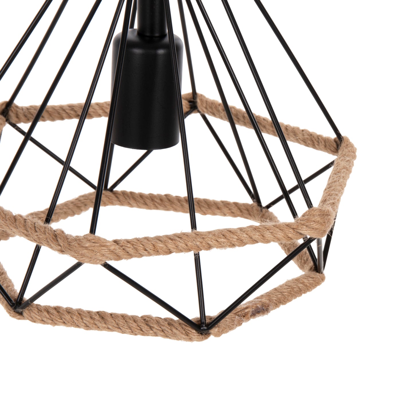 Ceiling Pendant Lamp Hm4061 Black Metal-rope 24,5x21,5x125hcm.