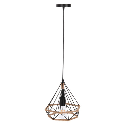 Ceiling Pendant Lamp Hm4061 Black Metal-rope 24,5x21,5x125hcm.