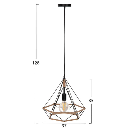 Ceiling Pendant Lamp Hm4062 Black Metal-rope 33x37x128hcm.