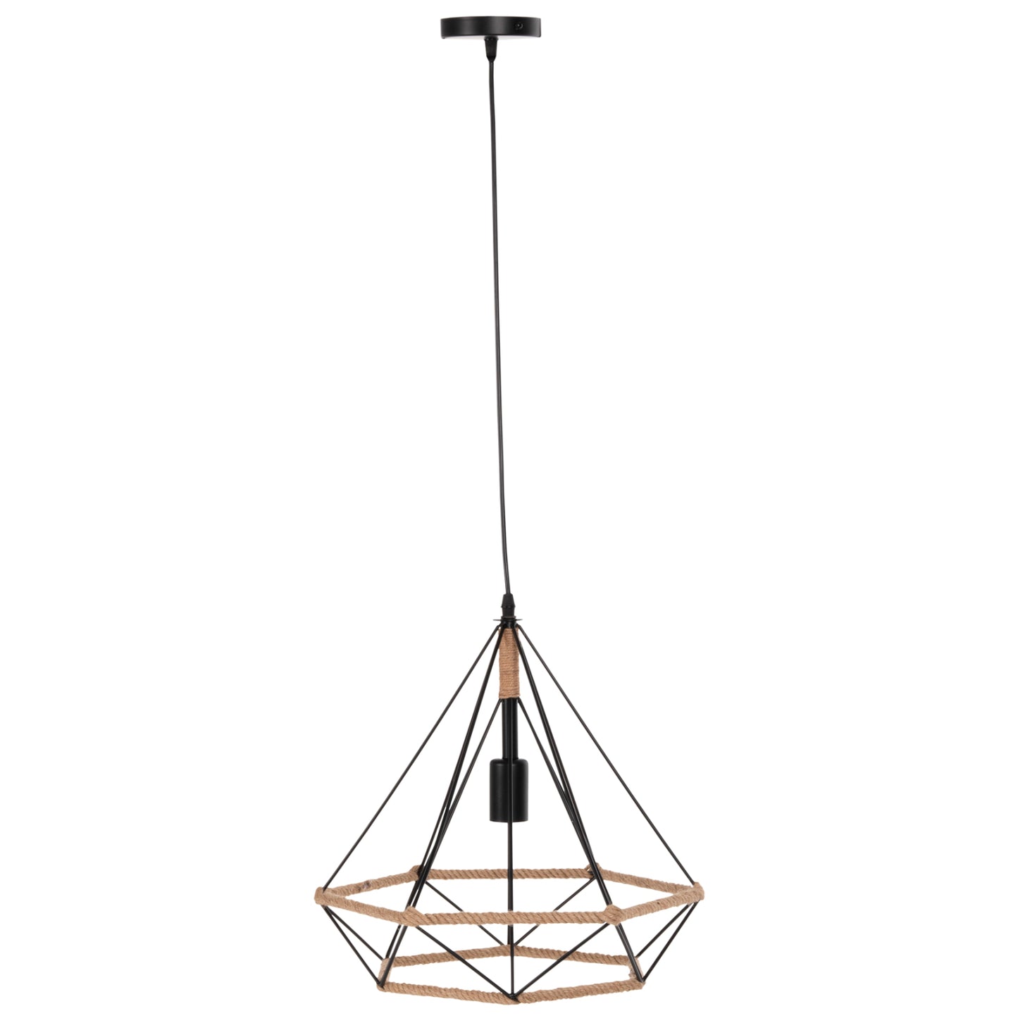 Ceiling Pendant Lamp Hm4062 Black Metal-rope 33x37x128hcm.