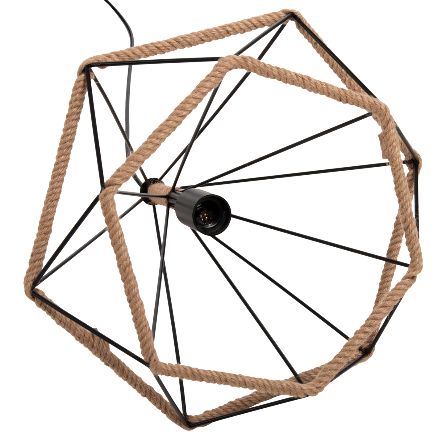 Ceiling Pendant Lamp Hm4062 Black Metal-rope 33x37x128hcm.