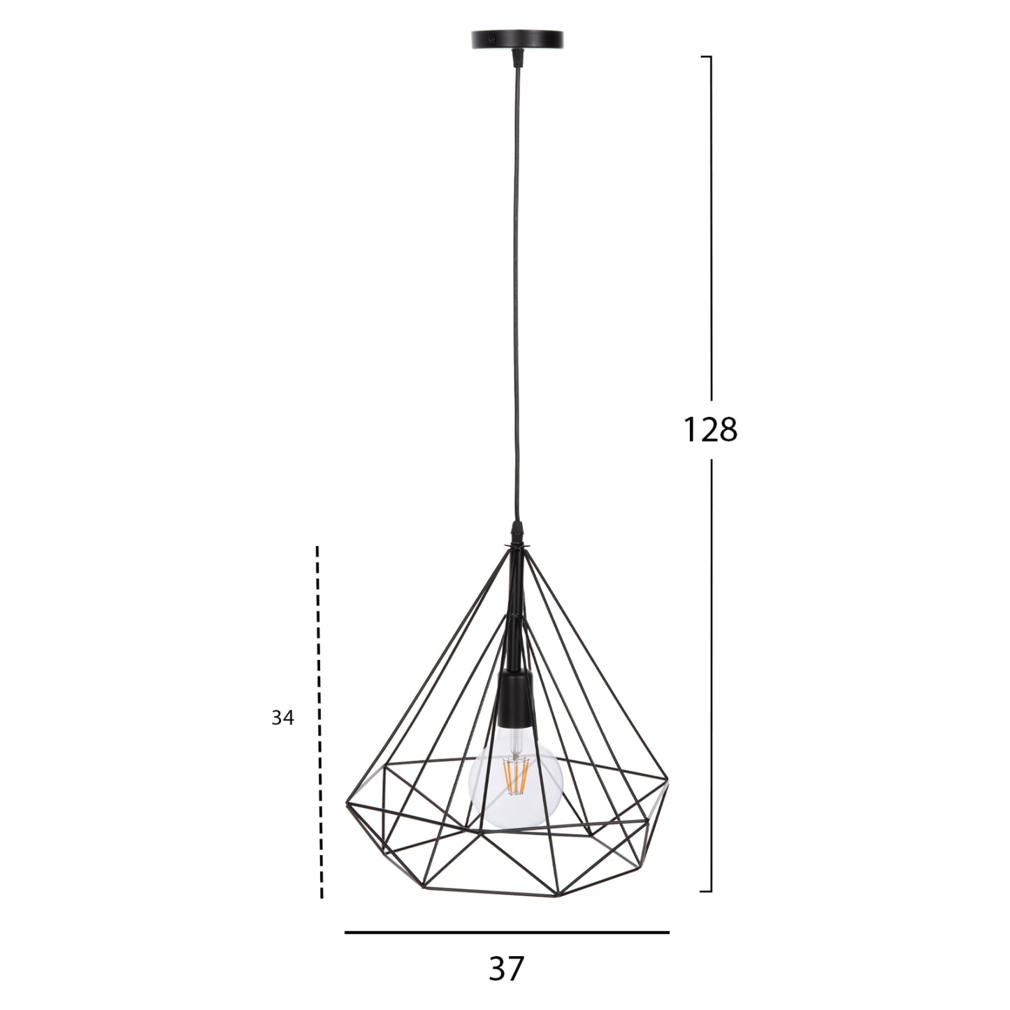 Ceiling Pendant Lamp Hm4064 Black Metal Cap 32x37x128hcm.