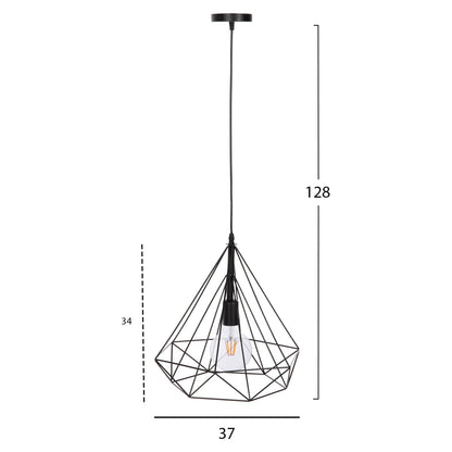 Ceiling Pendant Lamp Hm4064 Black Metal Cap 32x37x128hcm.