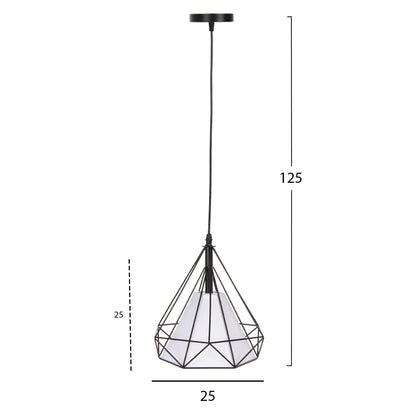 Ceiling Pendant Lamp Hm4065 Black Metal Cap-white Light Bulb Cover 25x25x125yεκ.