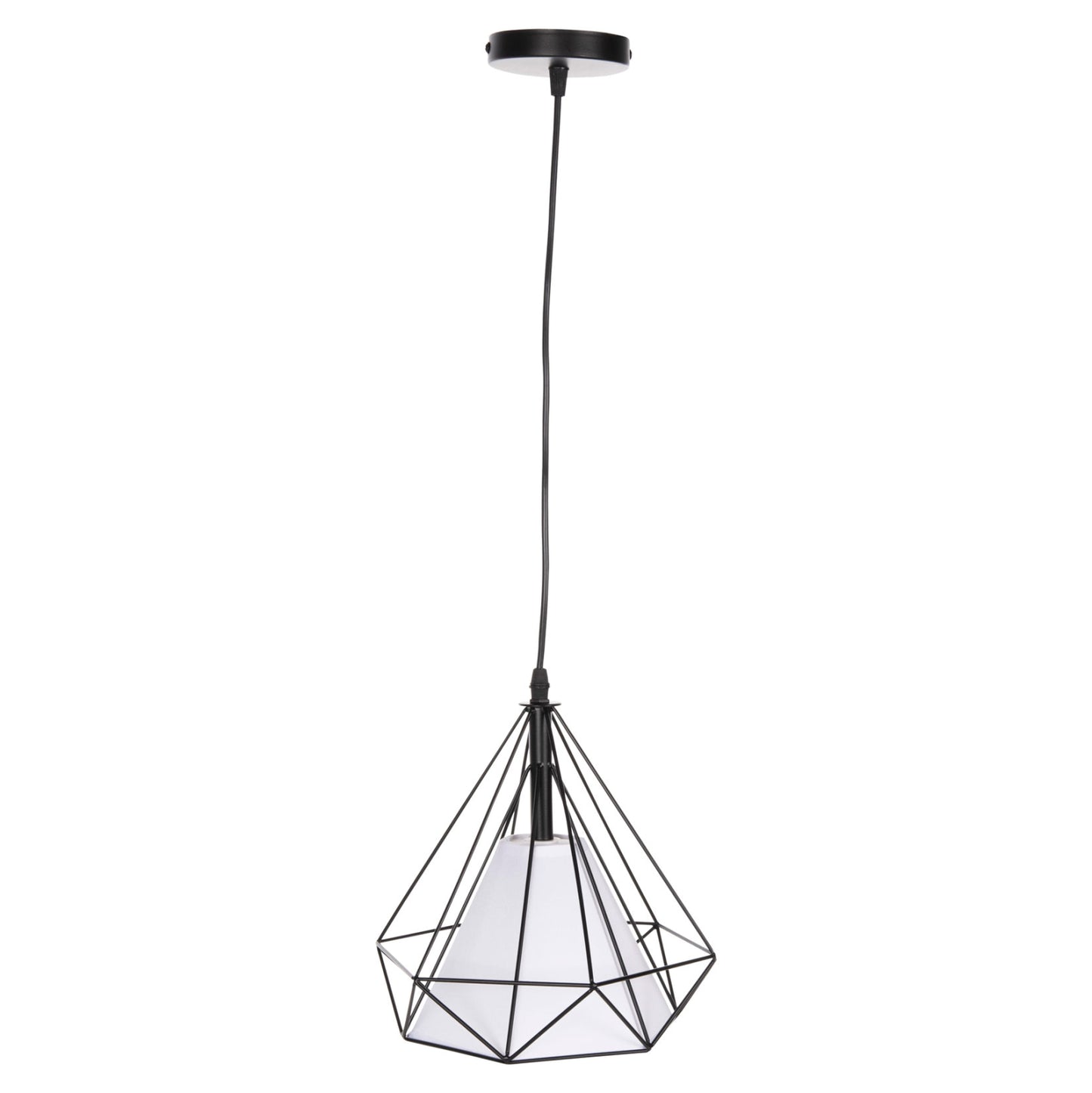 Ceiling Pendant Lamp Hm4065 Black Metal Cap-white Light Bulb Cover 25x25x125yεκ.