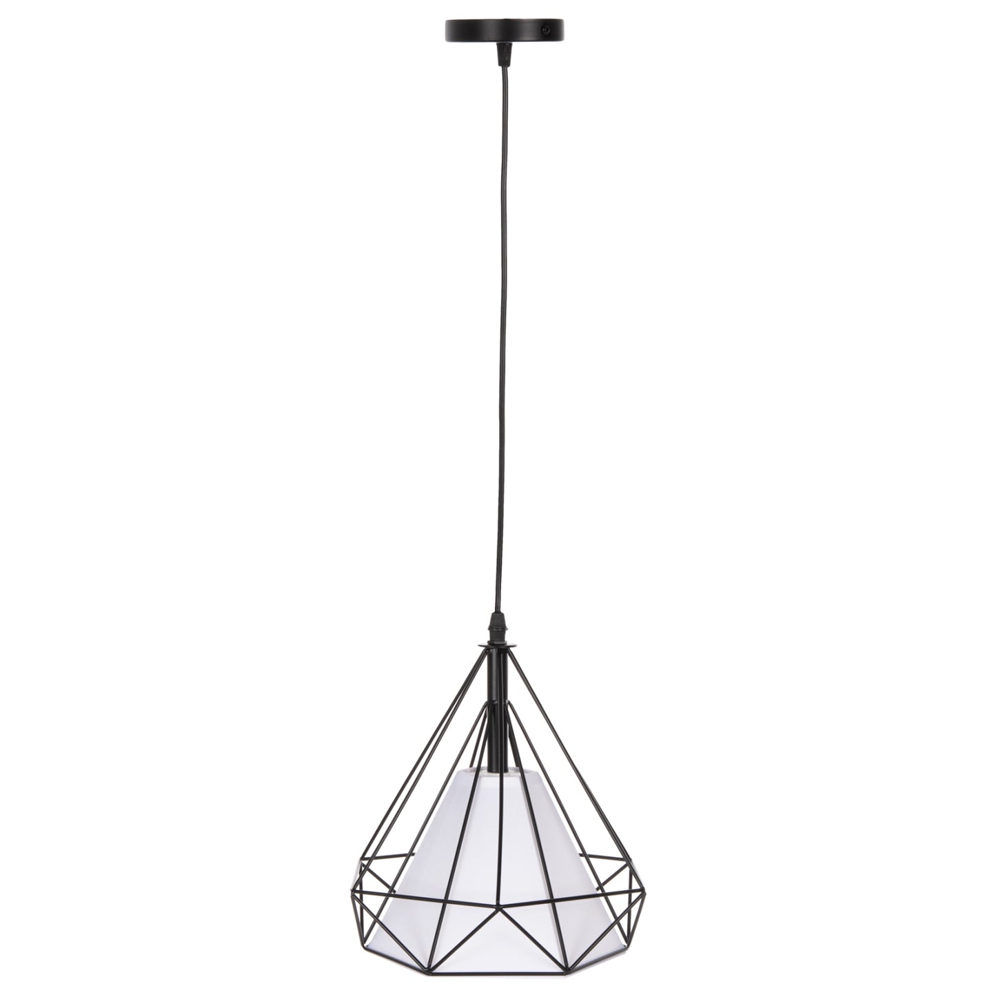 Ceiling Pendant Lamp Hm4065 Black Metal Cap-white Light Bulb Cover 25x25x125yεκ.
