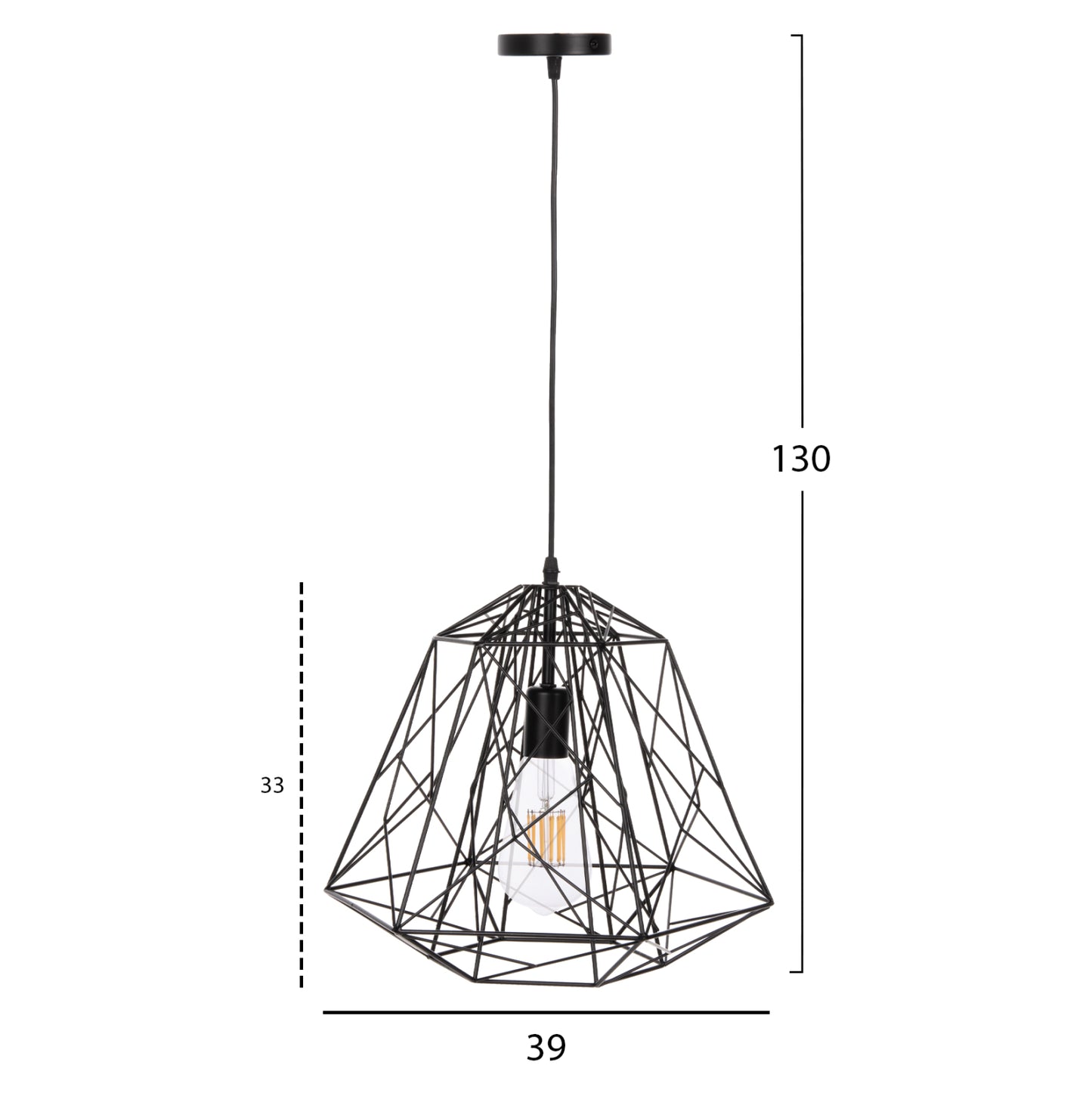 Ceiling Pendant Lamp Hm4066 Black Metal Diamond-like "cage" Cap 39x34x130hcm.