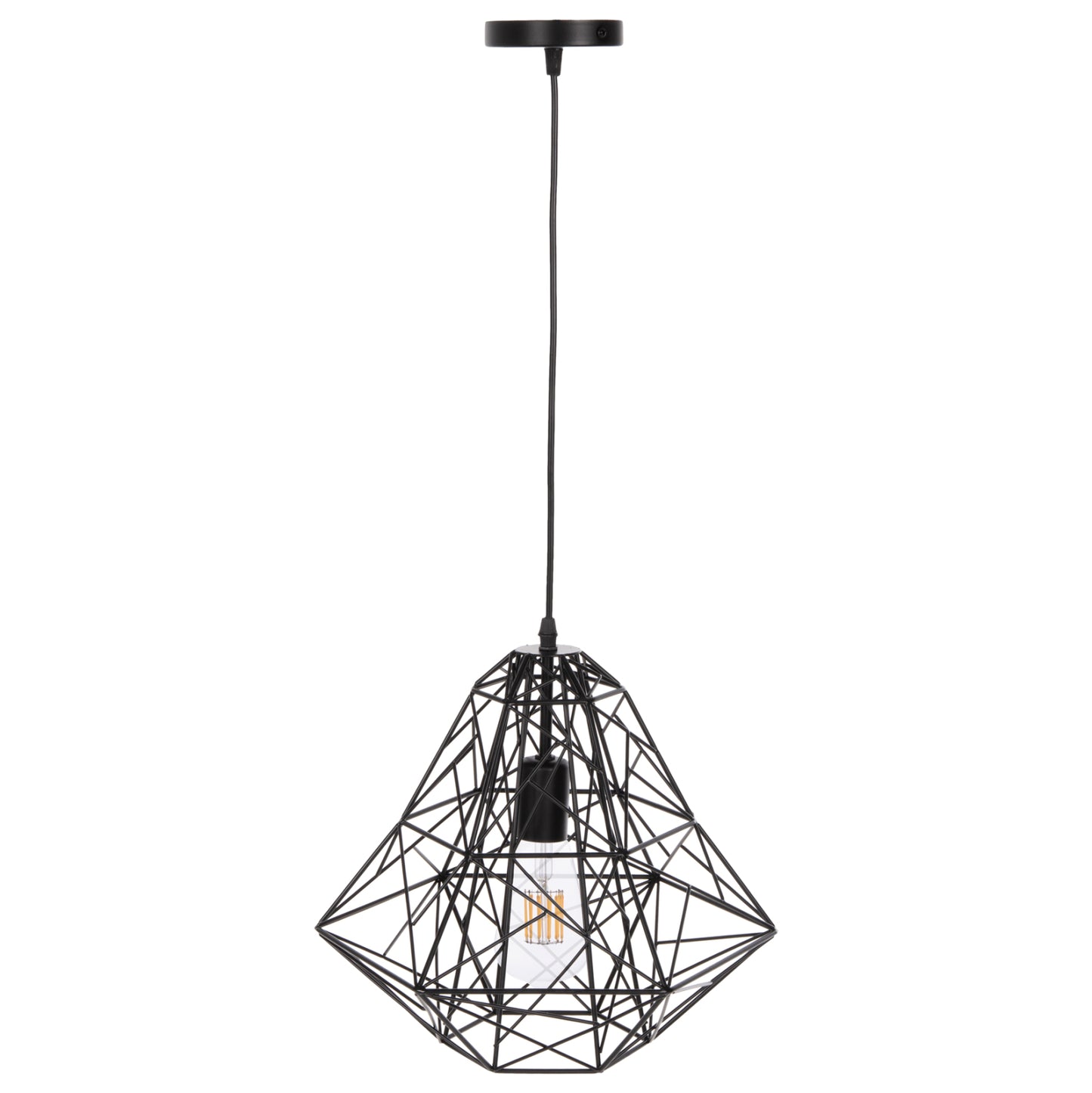 Ceiling Pendant Lamp Hm4067 Black Metal Mesh Cap 36x30x130hcm.