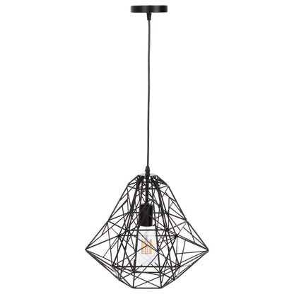 Ceiling Pendant Lamp Hm4067 Black Metal Mesh Cap 36x30x130hcm.