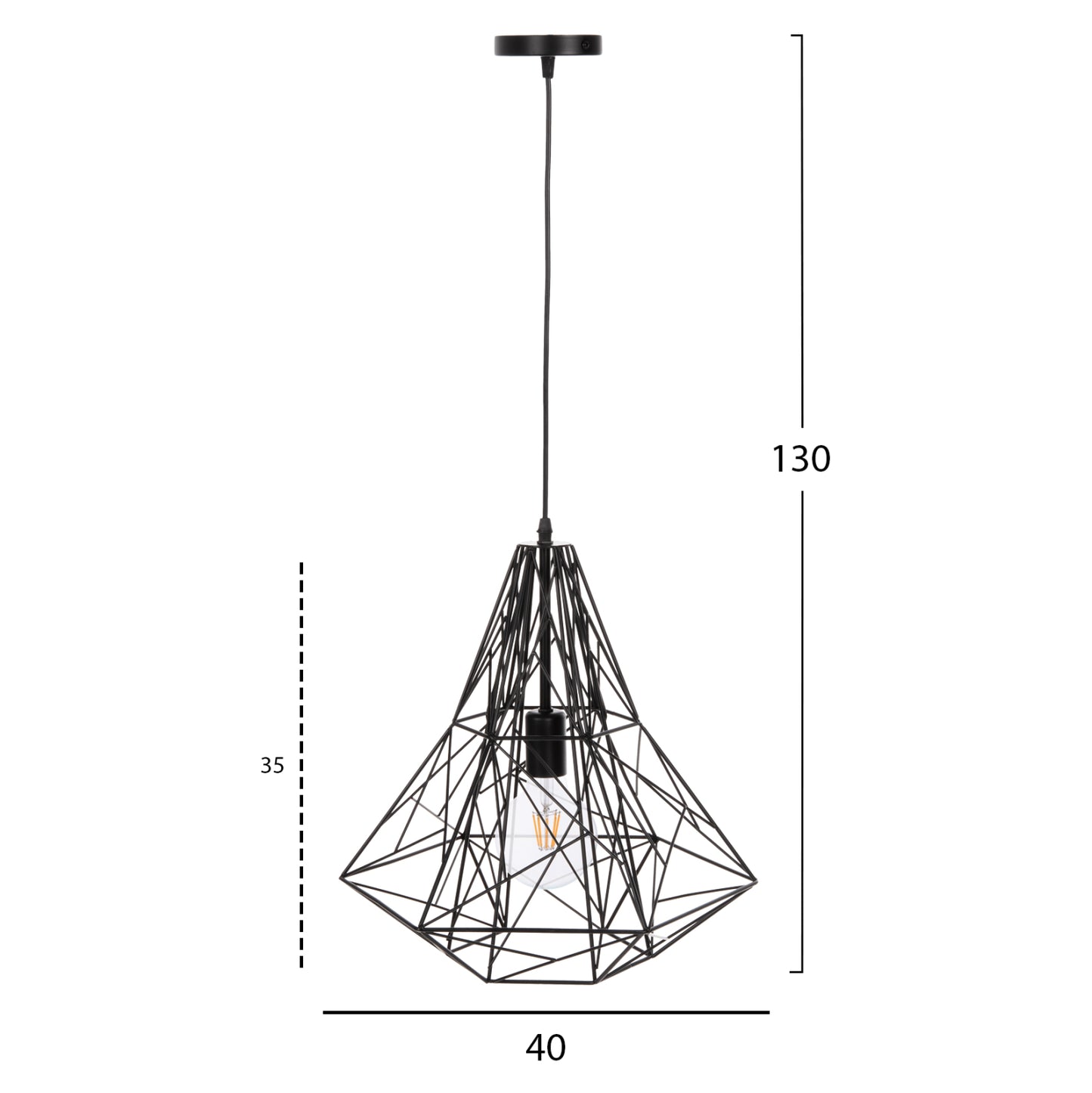 Ceiling Pendant Lamp Hm4068 Black Metal Cap 40x35x130hcm.