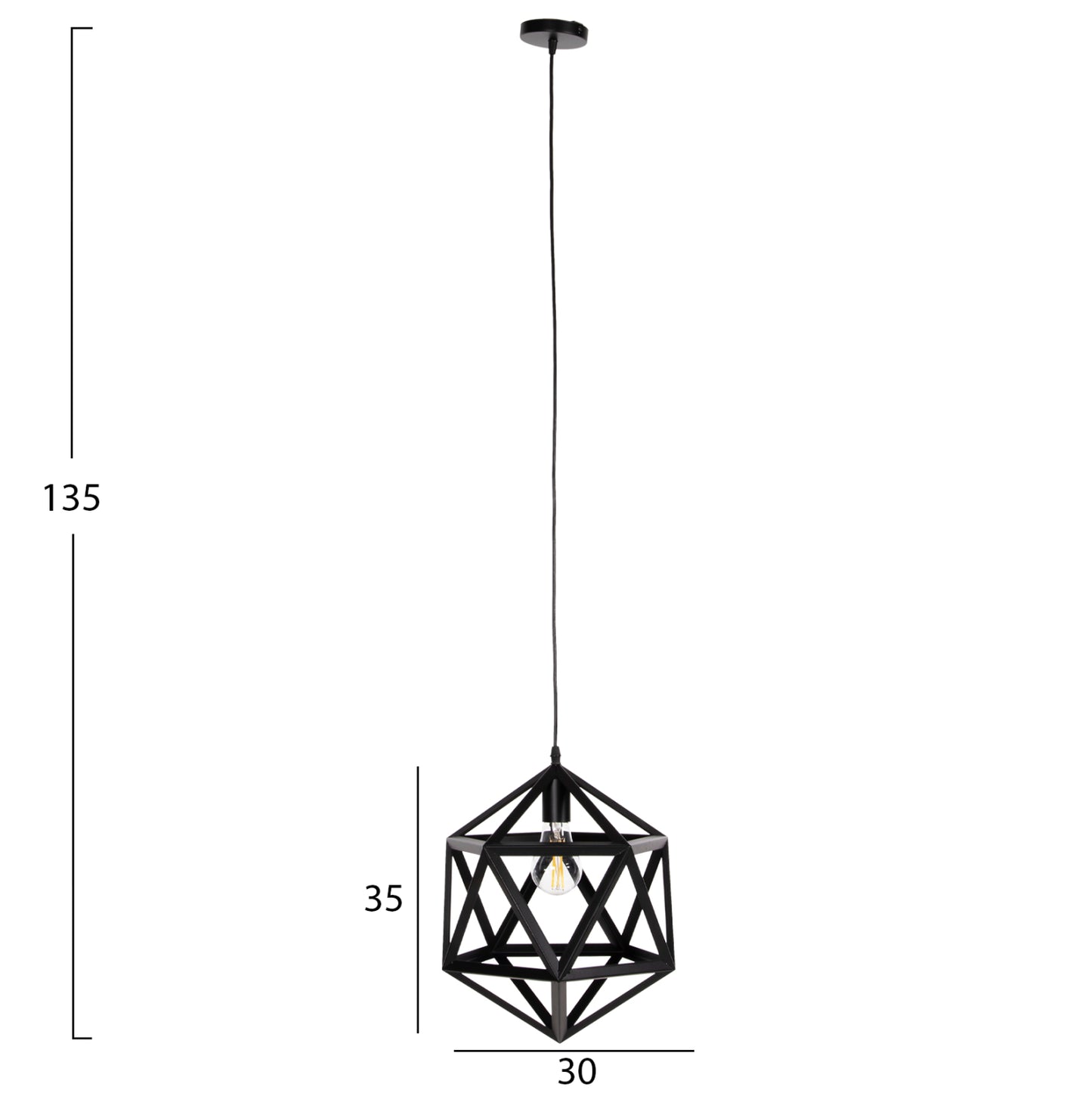 Ceiling Pendant Lamp Hm4073 Black Metal 30x30x35h Cm.