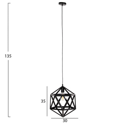 Ceiling Pendant Lamp Hm4073 Black Metal 30x30x35h Cm.